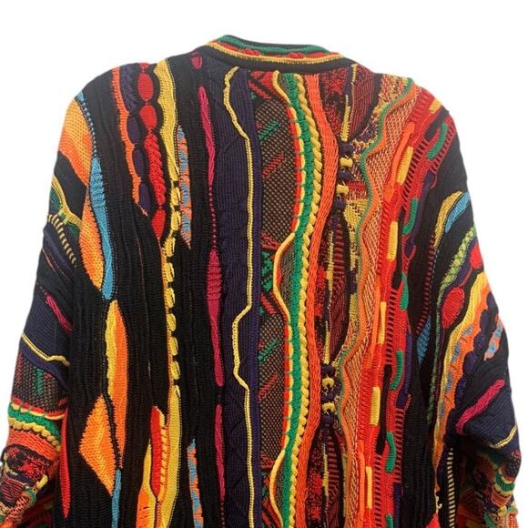 Vtg Tundra Canada Multi Color Sweater Men's Size L Biggie Hip Hop Coogi Style - Picture 11 of 16